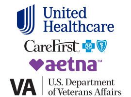 Insurance Logos for United Healthcare, CareFirst, Aetna, and VA